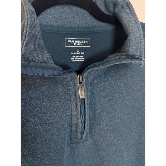 Van Heusen FLEX‎ Mens Quarter Zip Pullover Sweatshirt Gray Size L Classic Fit - Picture 2 of 4
